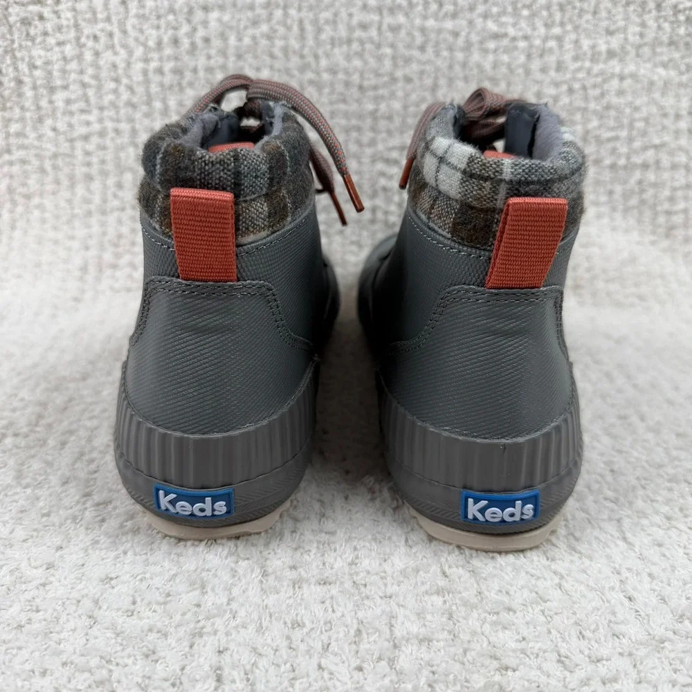 Keds Scout Boot II Womens 9 Gray Orange Plaid Water Resistant Ankle Boot WF65709